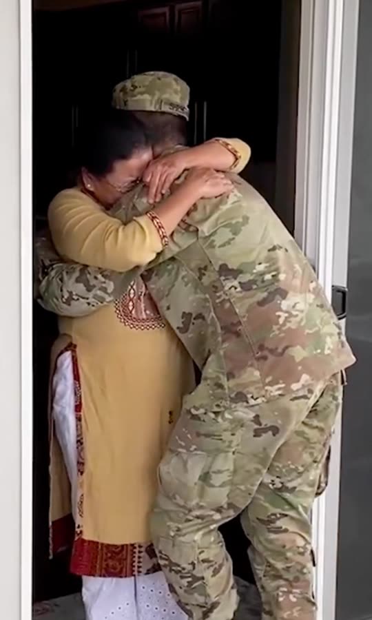 Grandma's hug is everything to returning soldier